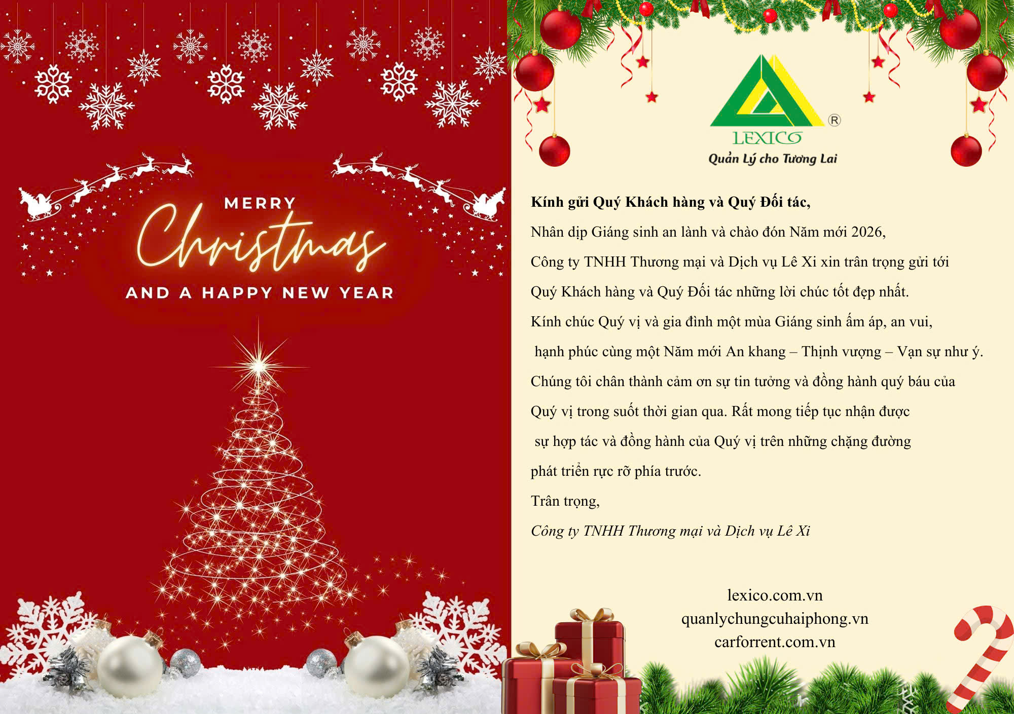 🎄 Merry Christmas & Welcome New Year 2026 | LEXICO’s Appreciation to Valued Customers & Partners
